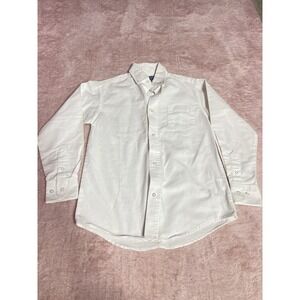 Youth Boys Chaps White Long Sleeve Button Down Dress Shirt -‎ Size 10-I0193